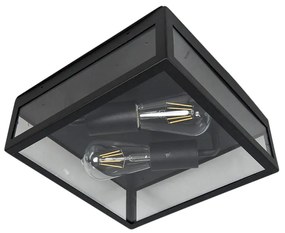 Industriële smart buitenplafondlamp met dimmer zwart incl. 2 WiFi ST64 - Rotterdam Modern E27 Buitenverlichting vierkant