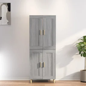 vidaXL Hoge kast 69,5x34x180 cm bewerkt hout grijs sonoma eikenkleurig