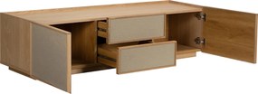 Tv-meubel Eiken Met Stoffen Deuren 150 Cm - 150x40x40cm.