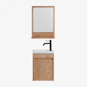 Badkamermeubelset In Hout Met Geïntegreerde Wastafel Narek Ash Brown & Rechthoekig Hout 50x70 Cm Mazure & Zwart ↑20 Cm Met - Sklum