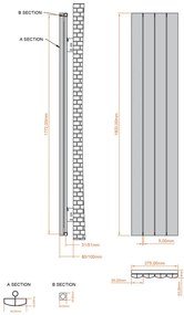 Eastbrook Tordino radiator 35x180cm aluminium 1149W antraciet