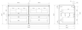 Differnz Reno meubelset 2 kraangaten 120cm eiken licht