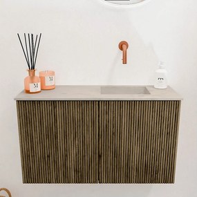 Mondiaz Joya DLux 70cm toiletmeubel dusk met wastafel faye rechts zonder kraangat opalo