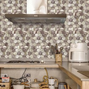 Zelfklevend Mozaïek Hexagon Champagne - 29.5 cm x 29.5 cm x 0.4 cm | 0.5 kg | Paneli zelfklevende steenstrips