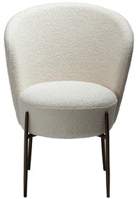 Dan-Form Orbit Eetkamerstoel Met Hoge Rugleuning Rond Boucle Lichtgrijs