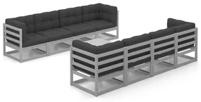 vidaXL 9-delige Loungeset met kussens massief grenenhout