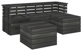 vidaXL 5-delige Loungeset pallet massief grenenhout donkergrijs