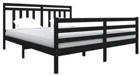 vidaXL Bedframe massief hout zwart 180x200 cm 6FT Super King