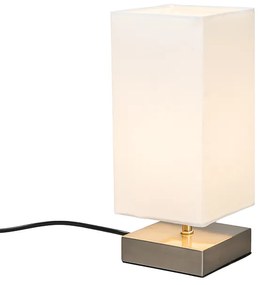 Moderne tafellamp wit met staal - Milo Design, Industriele / Industrie / Industrial, Modern E14 vierkant Binnenverlichting Lamp