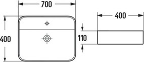 Mexen Sofia bovengemonteerde wastafel 70 x 40 cm, wit - 22157000