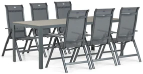 Tuinset 6 personen 200 cm Aluminium/textileen Grijs Hartman Alice/Solare
