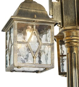 Klassieke buiten lantaarn antiek goud met helder glas 198cm IP44 - London Klassiek / Antiek E27 IP44 Buitenverlichting