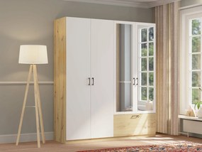 Kledingkast Bristol 213, Wit, Artisan eiken, 210x180x54cm, 145.3 kg, Kledingkast deuren: Met scharnieren, Aantal planken: 4, Aantal planken: 4