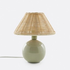 Tafellamp in keramiek en rotan, Alios