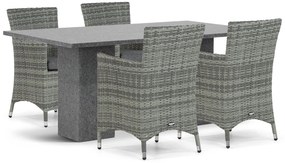 Tuinset 4 personen 180 cm Wicker Grijs Domani Furniture Miami/Graniet
