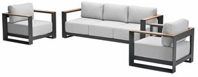 Garden Impressions Malakka loungeset 3 - delig carbon black/valley sand/light teaklook