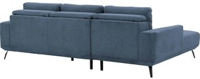 Goossens Excellent Bank Princess blauw, stof, 2,5-zits, elegant chic met chaise longue links