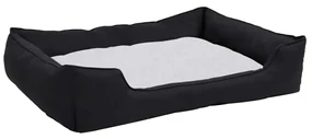 vidaXL Hondenmand linnen-look 65x50x20 cm fleece zwart en wit