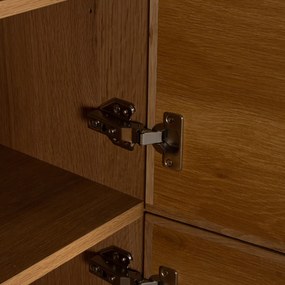 Eiken Wandkast Met Stoffen Deuren - 80x40x120cm.