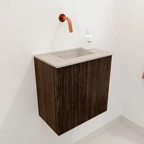 Mondiaz Joya DLux 40cm toiletmeubel walnut met wastafel faye midden zonder kraangat opalo
