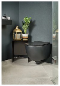 Xenz Gio randloos toilet 52cm met vortexspoeling en zitting zwart mat