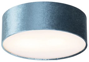 Moderne plafondlamp blauw 30 cm met gouden binnenkant - Drum