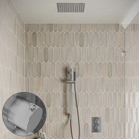 Saniclear Cube Stripes Pro inbouw regendouche met inbouw douchekop 30x30cm, glijstang en staafhanddouche chroom