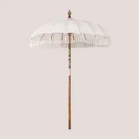 Parasol Ø186 Cm In Stof En Hout Orongo Gardenia Wit - Sklum