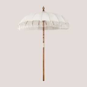 Parasol Ø186 Cm In Stof En Hout Orongo Gardenia Wit - Sklum
