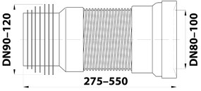Bruckner flexibele wandclosetbocht uitschuifbaar 27,5-55cm
