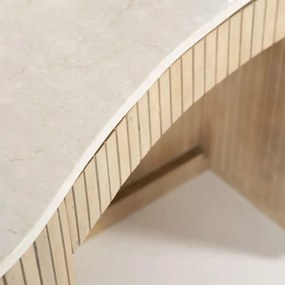 Organisch Bureau Marmer Met Ribbel Hout - 129 X 60cm.