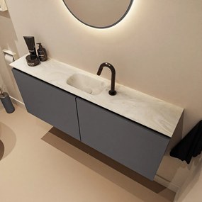 Mondiaz Ture DLux toiletmeubel 120cm dark grey met wastafel ostra midden met kraangat