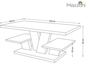 Mazzoni VIVA MAT Bruin eik/beige - MODERNE KOFFIE TAFEL MET SCHAPPEN