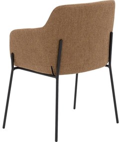 Goossens Stoel Pepijn geel stof met armleuning, modern design