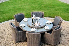 4 Seasons Outdoor Brighton tuinset pure en Victoria tafel Ø 170 cm met Lazy Susan *SALE* Tuinset weerbestendig