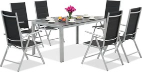 Aluminium tuinset met polywood Verona voor 6 personen Garden Point zwart-grijs