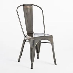 Set Van 2 Lix Geborstelde Stapelbare Eetkamerstoelen Staal - Sklum