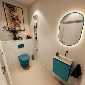 MONDIAZ TURE-DLUX 40cm toiletmeubel Smag. EDEN wastafel Ostra positie rechts. Zonder kraangat. TUREDX40SMAR0OST