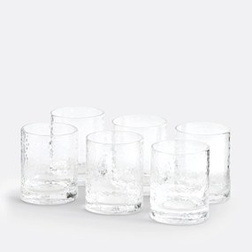 Set van 6 glazen in glas met gehamerd effect, Marteo
