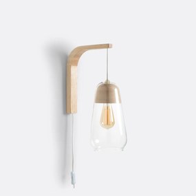 Wandlamp in glas en hout Nasoa