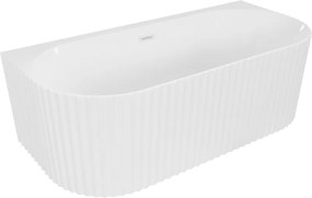 Mexen Sella vrijstaande wandbadkuip geribbeld 150 x 75 cm, wit glans, witte overloop - 52711507500-20