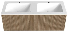 Mondiaz Kurve 120cm badmeubel dusk met 1 lade en wastafel cloud dubbel 2 kraangaten
