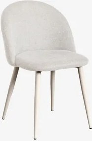 Kana Gestoffeerde Eetkamerstoelen Set Van 2, Staal Beige – Crème & Stof Gebroken Wit & Stof - Sklum