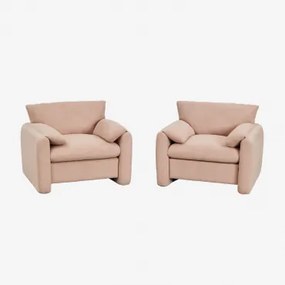Pack Van 2 Gestoffeerde Serra Fauteuils Chenille Roze - Sklum