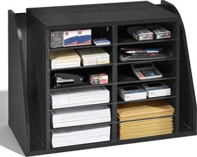VEVOR Brievenbak met 12 vakken en staande archiefkast, documentenbak van spaanplaat, archiefhouder voor kantoor en klaslokaal, boekenorganizer voor dossiers, documenten en papier, bureau-organizer, zwart