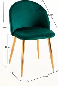 Set 4 Vint Fluwelen Golden Stoelen