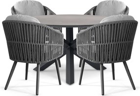 Tuinset Ronde Tuintafel 4 personen 120 cm Rope Grijs Santika Furniture Santika