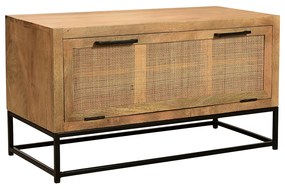 Schoenenkast Mangohout En Rotan - 84.5x40x48cm.