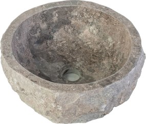 Sanigoods River waskom natuur marmer 30-35x15cm grijs