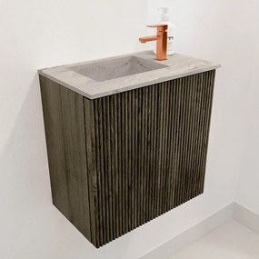 Mondiaz Joya DLux 40cm toiletmeubel shadow met wastafel faye links 1 kraangat glace